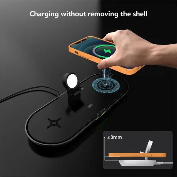 4 in 1 Quick Wireless Charger Dock Station Stand For Apple Watch Pencil AirPods IPhone Samsung Phone Fast Induction Charging photo-4