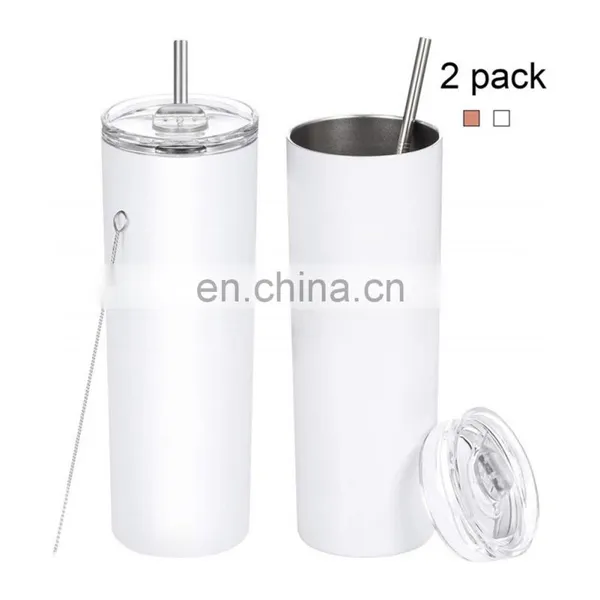 Stainless Steel Total Straight, White Diy Printing Heat Press Skinny 20oz Sublimation Blanks Tumbler With Silicone Gasket/ photo-5