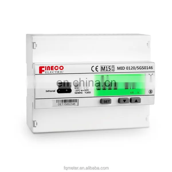 Three Phase 7 Din Moduies Prepaid Smart Card Electricity Meter