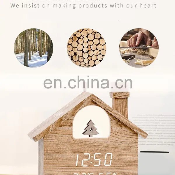 Creative House Shaped Christmas Decorative LED Digital Clock Temperature Humidity Display Night Light Desk & Table Clock Spring photo-3