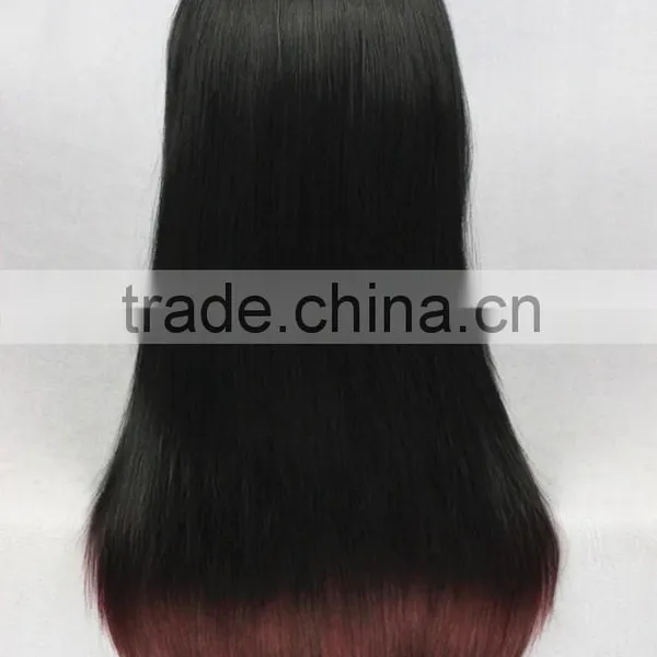 High Quality 65cm Medium Long Straight Black&Wine Red Color Mixed Lolita Wig Synthetic Anime Wig Cosplay Hair Wig Party Wig photo-4