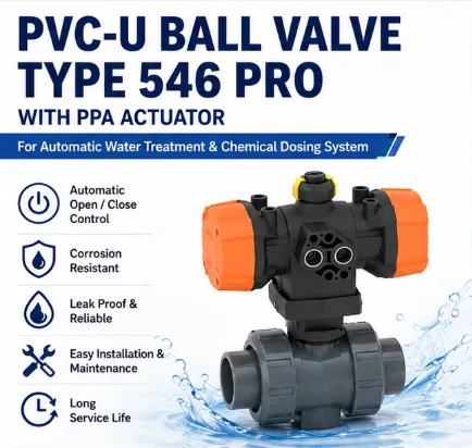 Клапан-шаровой PVC-U Тип 546 Pro с приводом PPA для автоматической системы водоочистки