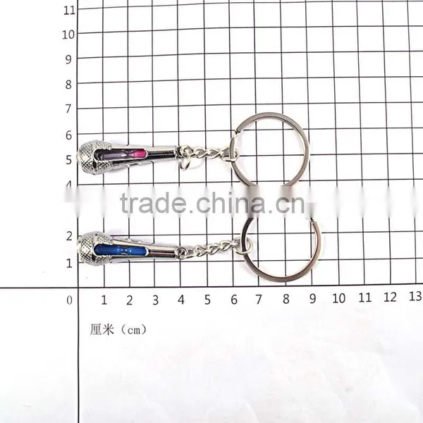Cute Design Couple Keychains Microphone Metal Keychain photo-4