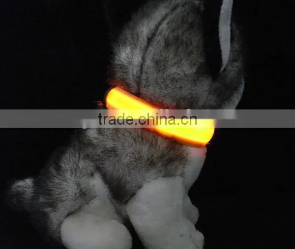 Pure Color Double Side Exposure Flat Optical Fibre Led Pet Dog Collar photo-5