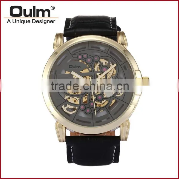 2015 Oulm Fancy Dial Watch, Vintage Mechanical Watch, Brand Own Factory Watch Wholesale