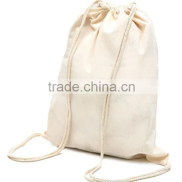 Customized Printing or Diy Dye Canvas Drawstring Backpack Bag Travel Pouch photo-2