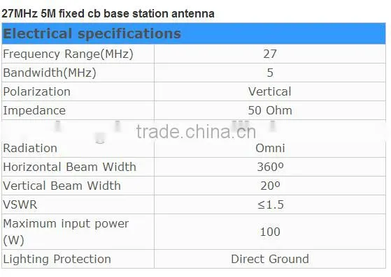 27MHz 5m Fixed cb Base Station Antenna,27mhz Wireless cb Radio Base Antenna photo-2