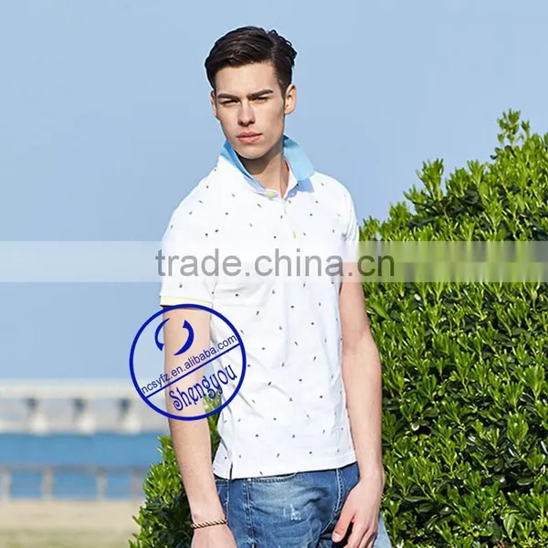 Custom Mens Allover Printed Polo Shirt With Color Collar and Cuffs photo-5