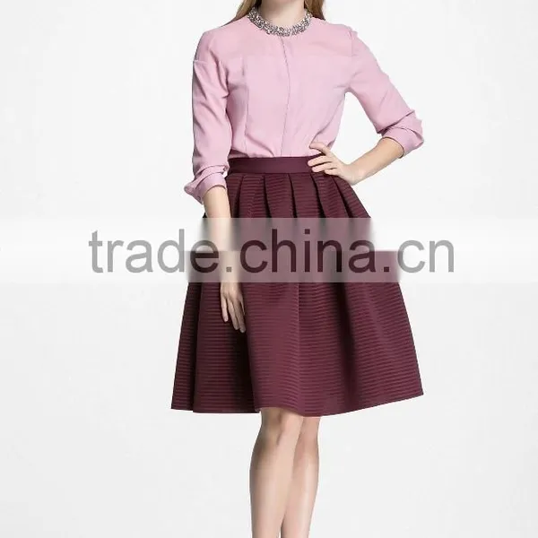 Custom Vintage A-Line Stripe Midi Skirt With Fashion Design photo-5