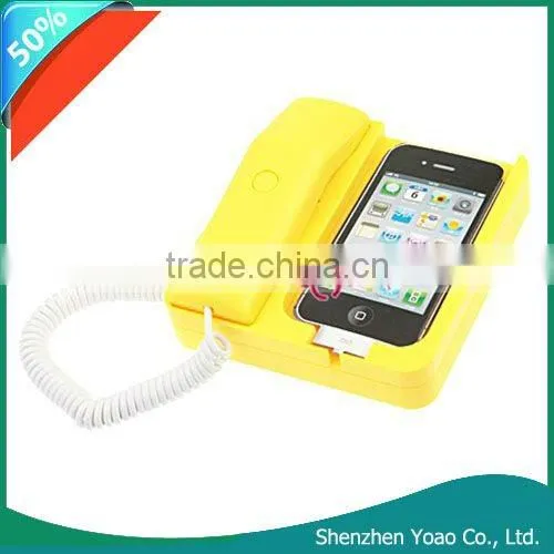 Unique Retro Style Telephone Handset / Dock for IPhone 3G 3GS 4G Yellow