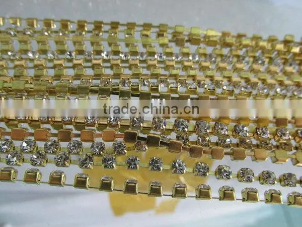 Brass Rhinestone Cup Chain Trimming In Round Cup Base