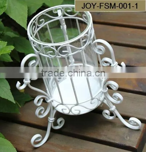 Glass Vase With Metal Stand Flower Vase photo-2