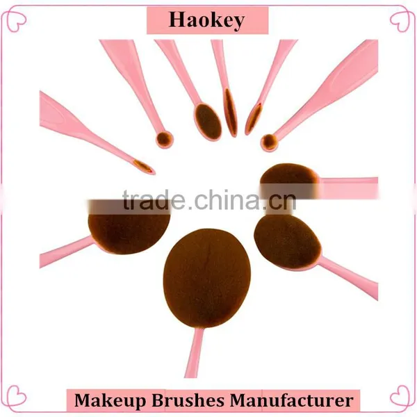 10pcs Beauty Pink Color Foundation Power Oval Makeup Brush Set Quality Choice Supplier's Choice photo-3