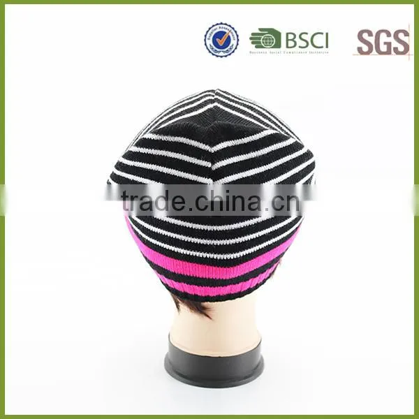 Knitting Pattern Hat Crochet Striped Knitted Beanie /beanie Hat With String photo-4