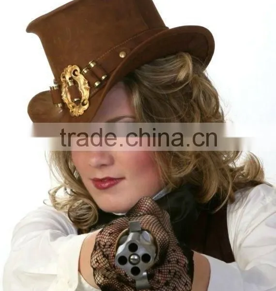 BULL-HIDE LEATHER STEAM PUNK TOP HATS FOR WOMEN photo-3