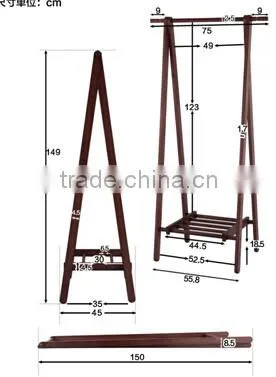 New White Bamboo Clothes Rack for Clothes in Luggage Rack photo-3