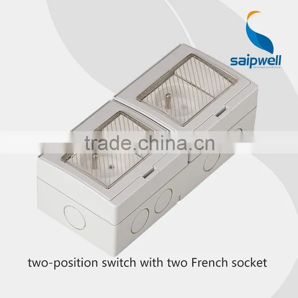 Surface Mount Waterproof Switcher And Socket 2 Gang Switch With Double Control(SP-2FRS) photo-4
