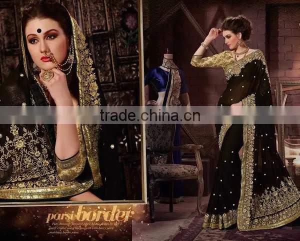 Blue Georgette On Net Designer Lehenga Saree photo-4