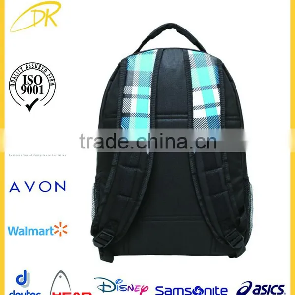 High School Oversized Blue Plaid Multi Compartment Backpack for School, Middle School Backpack photo-2