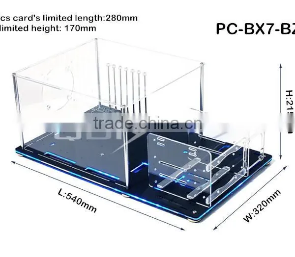 PC-BX7-BZ Deluxe ATX HTPC Half Mask Lid PC Acrylic Clear Computer Case photo-2
