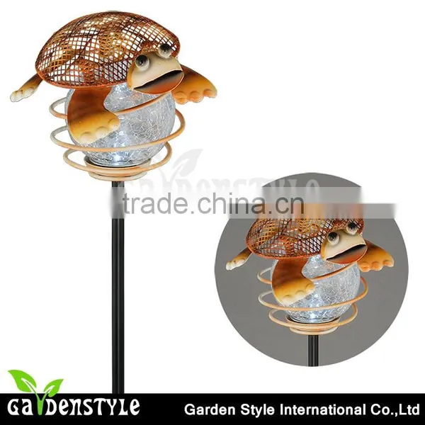 cute tortoise solar garden light stainless steel stake high power led light lamp