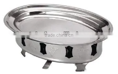 Stainless Steel Oval Warmer Platter With Stand