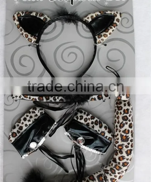 Party Catwoman Cosplay Sexy Cat Ear Headband Cuffs Collar Tail Set photo-2