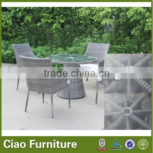 Rattan Outdoor Furniture Grey Rattan Cafe Round Table and Chair photo-5