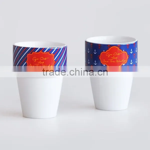 Set of 2 Stackable Coffee Cups, Porcelain With Decal Printing photo-4