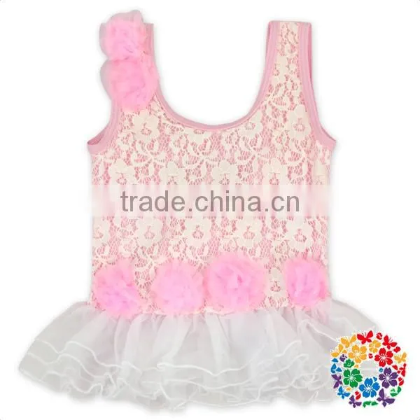 2017 Summer Clothing Set Pink Floral Lace Baby Toddler Girl Swimsuit photo-2