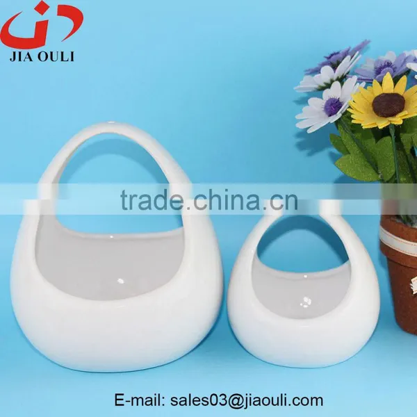 Popular Design Home Decoration White Easter Ceramic Egg Basket photo-3