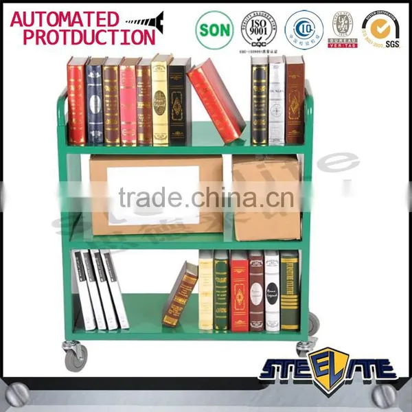 Library Double Sided Book Trolley Mobile Steel Book Cart For Sale photo-3