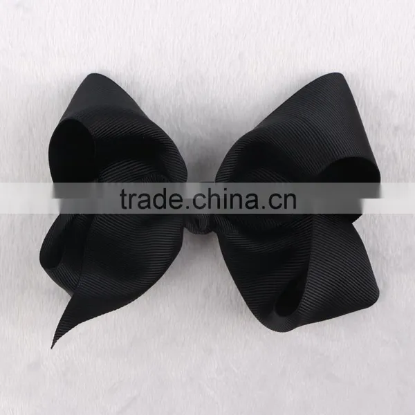 Small Solid Color Grosgrain Hair Clip Bows photo-4