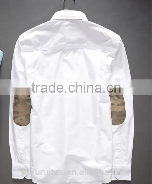 100% Cotton Men Oxford Casual Shirt, Long Sleeve Shirt With Embroidery & Elbow Patch photo-2