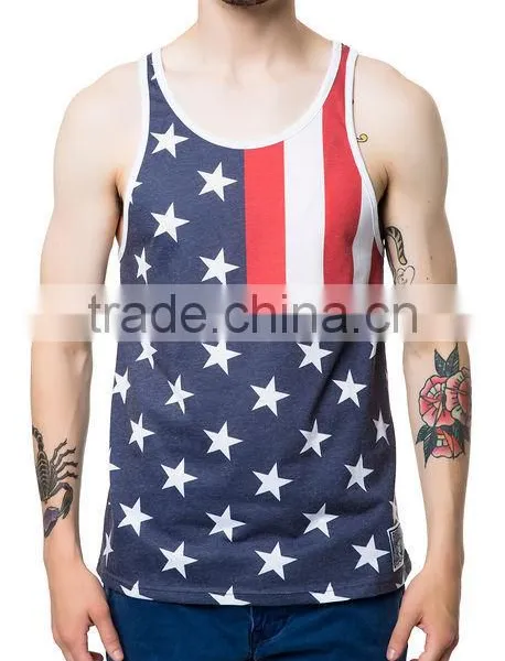 Newest Design Custom Logo Printed Gym Mens Stringer Tank Top photo-2