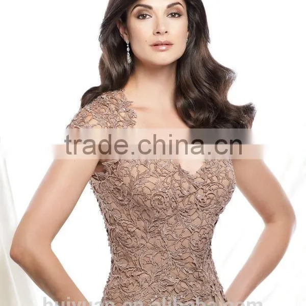 Elegant Chiffon Cap Sleeve Lace v Neck Eastern Bridal Dresses photo-4