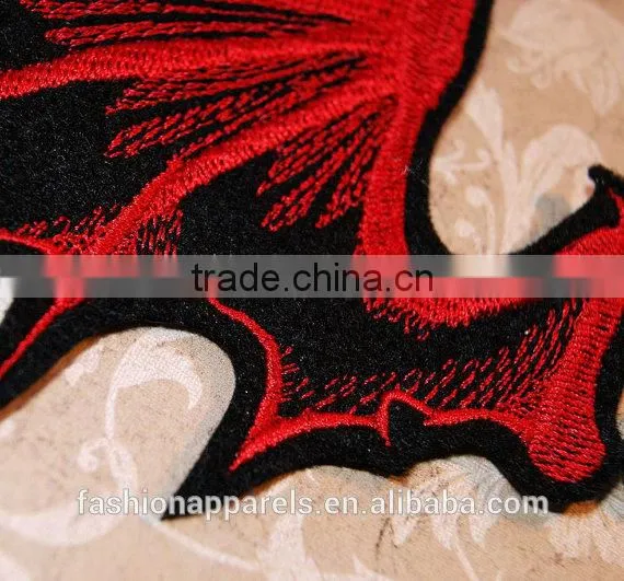 Custom High Quality Embroidered Demon Wings Patch for Clothes Embroidery Patch Made in China Choose Size/color photo-2