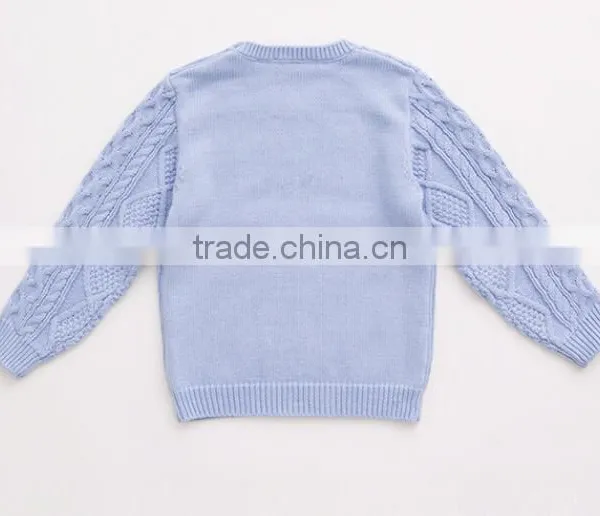 New Design Crew Neck Buttoned Children Cable Knit Sweater photo-3