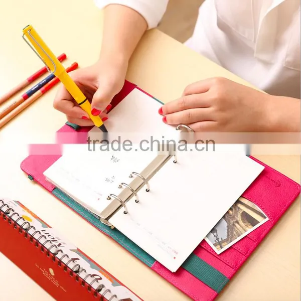 A6 PU Cover Agenda Planner With Elastic Band Loose Leaf Binding Diary Customizable Planner photo-5