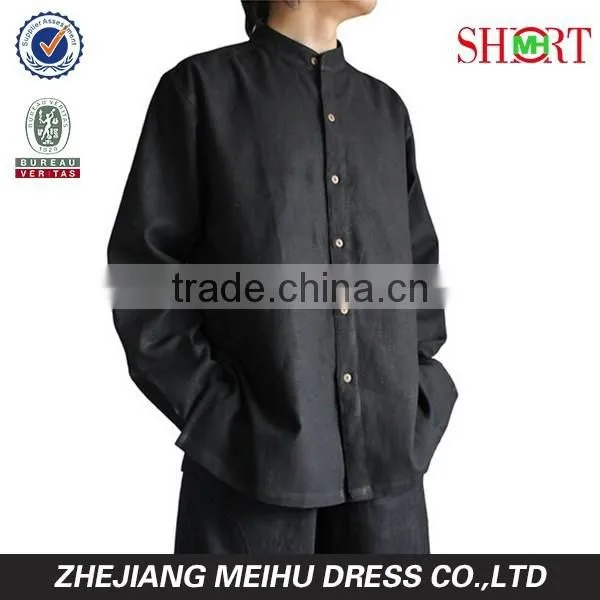 Unisex Men's Hemp Banded Collar Shirt photo-2
