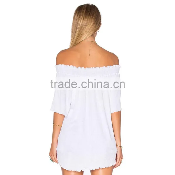 Ladies Fashionable White Ruffled Blouse in White Color photo-3