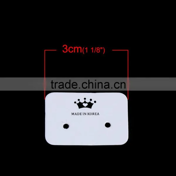 Paper Jewelry Display Card Rectangle White Crown Pattern 30mm(1 1/8") x 20mm( 6/8"), 1 Piece photo-2