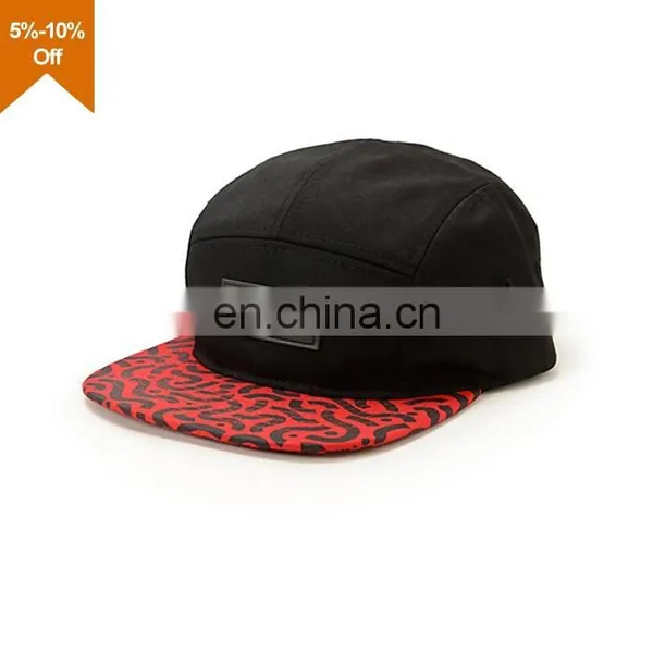 Flat Bill Leather Tiger Stripe 5 Panel Cap photo-6
