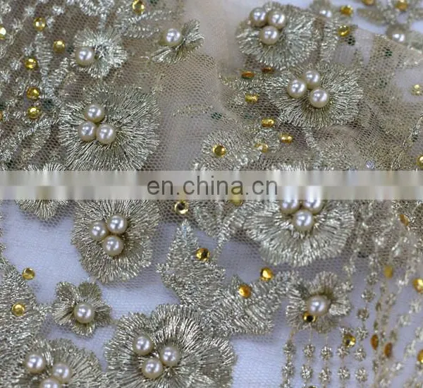 2016 China Suppliers Africanfrench Beaded Lace Fabric ,wholesale Tulle Beaded Lace Fabric ,beaded Lace ,tulle Lace for Wedding photo-2