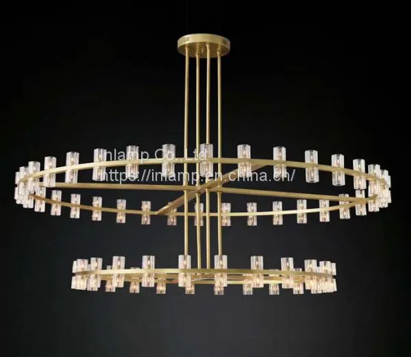 Luxury New Design Gold Iron Circle Chandelier With Crystal Lampshade photo-2