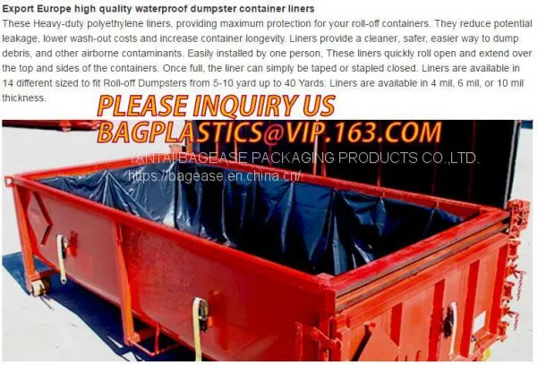 extra lagrge woven PE drawstring dumpster container 20 yard drawstring black dumpster container liners for bagplastics