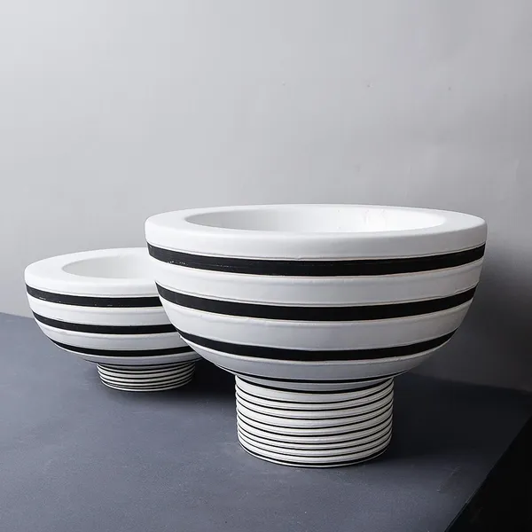 Black And White Zebra-Stripe Nordic Style Unique Ceramic Vase Decortion For Office Hotel photo-4