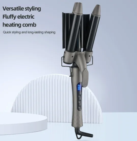 Three tube water ripple curling stick/Chicken rolls head fluffy shape artifact/digital display temperature control lasting shaping（Wechat:13510231336）
