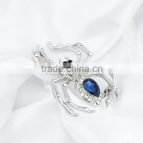 Blue Crystal Brooch Rhinstone Silver Animal Spider Brooch Personality Brooch photo-4