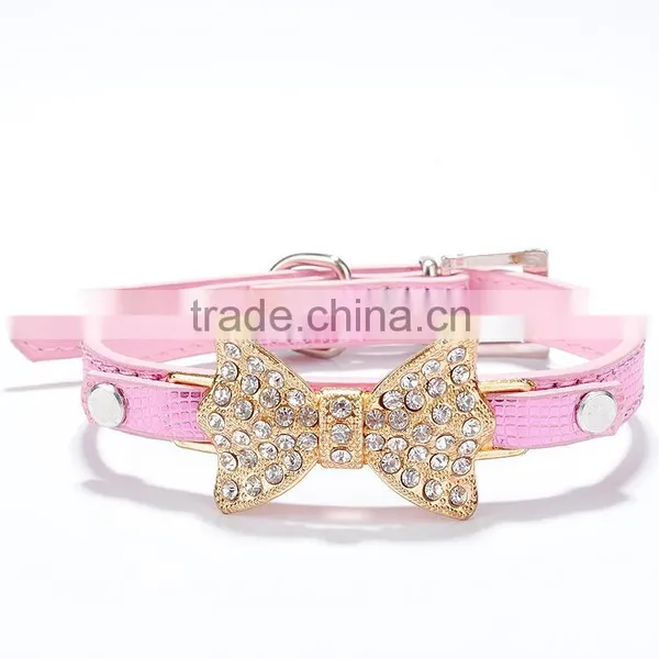 Wholesale Serpentine Pet Collar Diamond Gold Bowknot Pet Collar photo-4